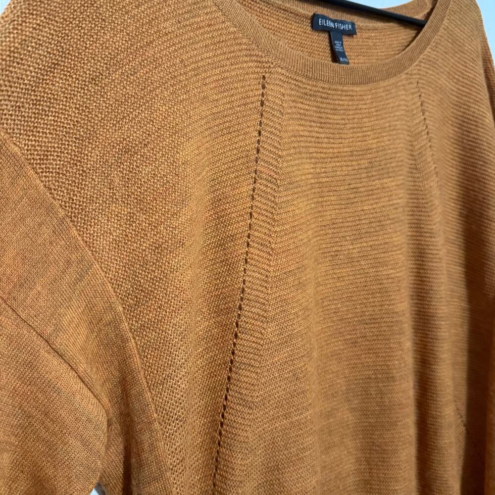 Eileen Fisher Royal Alpaca Crew Neck Lightweight Sweater Top XL Copper Brown - Picture 3 of 9
